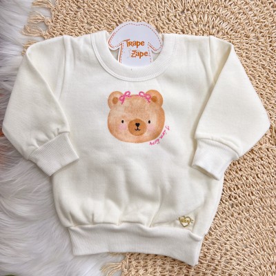 Conj. Casaco Face Bear e Calça Legging - Off White